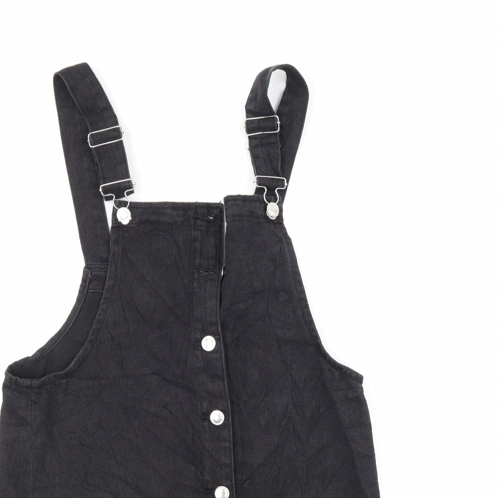 Denim & Co. Womens Black  Corduroy Pinafore/Dungaree Dress  Size 12