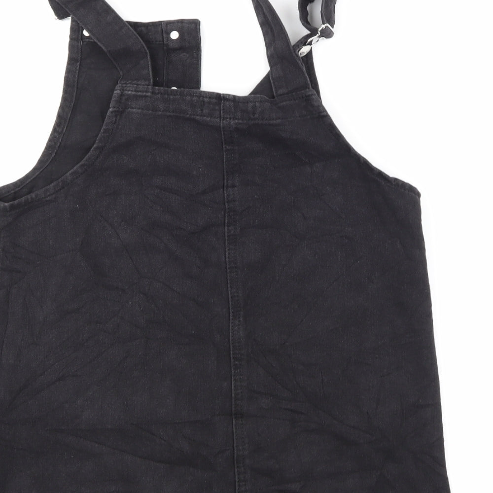 Denim & Co. Womens Black  Corduroy Pinafore/Dungaree Dress  Size 12