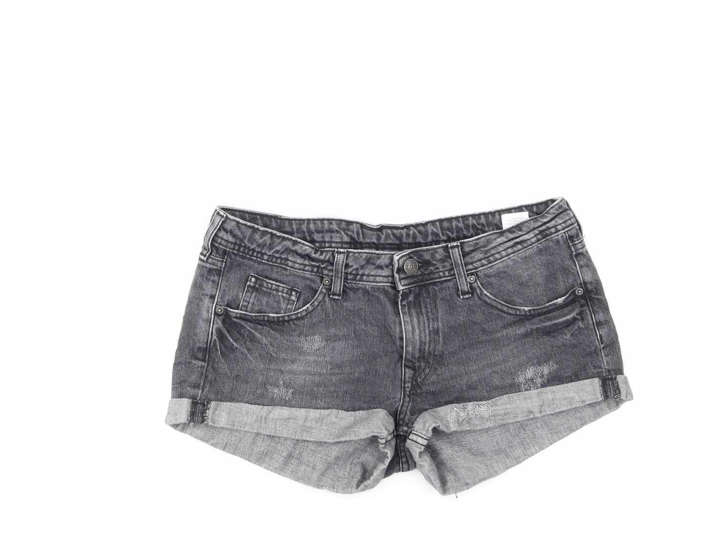 Divided Womens Black  Denim Hot Pants Shorts Size 10