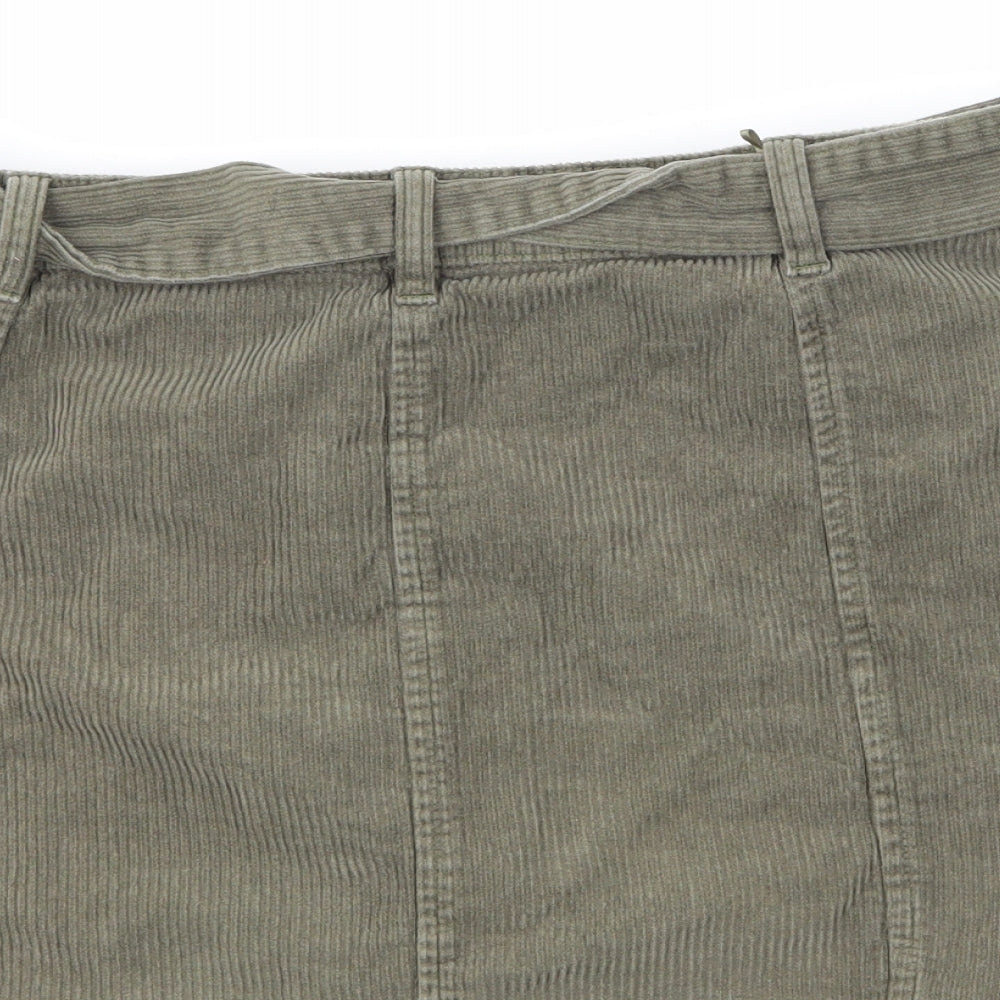 George Womens Green  Corduroy Skater Skirt Size 12
