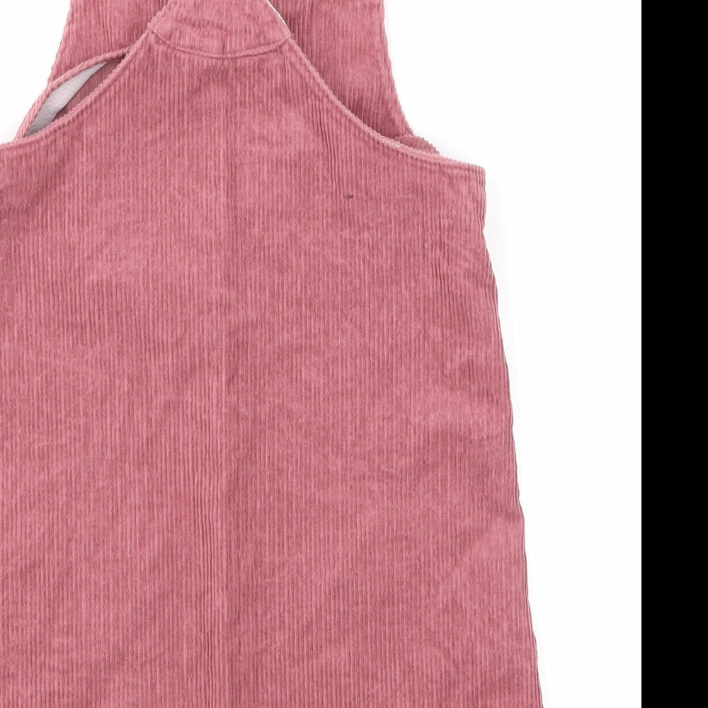 M&S Girls Pink  Corduroy Pinafore/Dungaree Dress  Size 6-7 Years