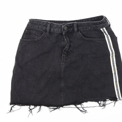 Denim & Co. Womens Black  Denim A-Line Skirt Size 10