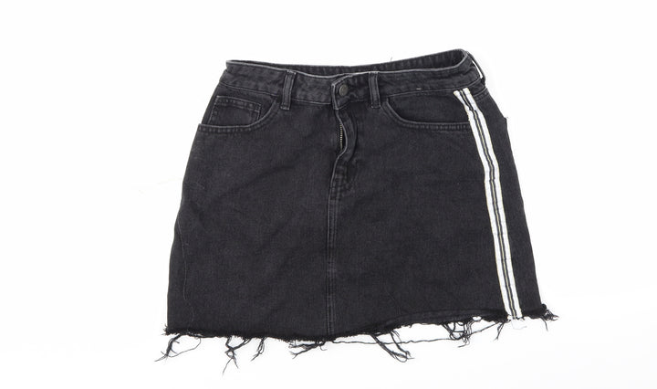 Denim & Co. Womens Black  Denim A-Line Skirt Size 10