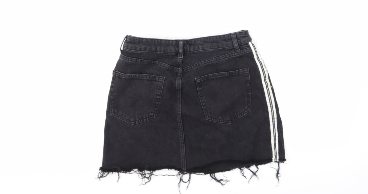 Denim & Co. Womens Black  Denim A-Line Skirt Size 10