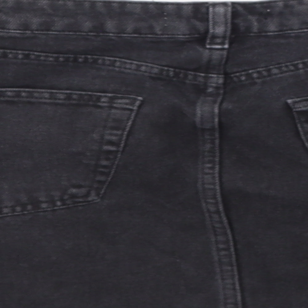 Denim & Co. Womens Black  Denim A-Line Skirt Size 10