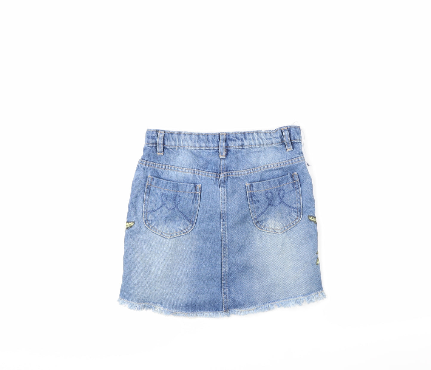 Minoti Girls Blue Floral Denim Straight & Pencil Skirt Size 10-11 Years