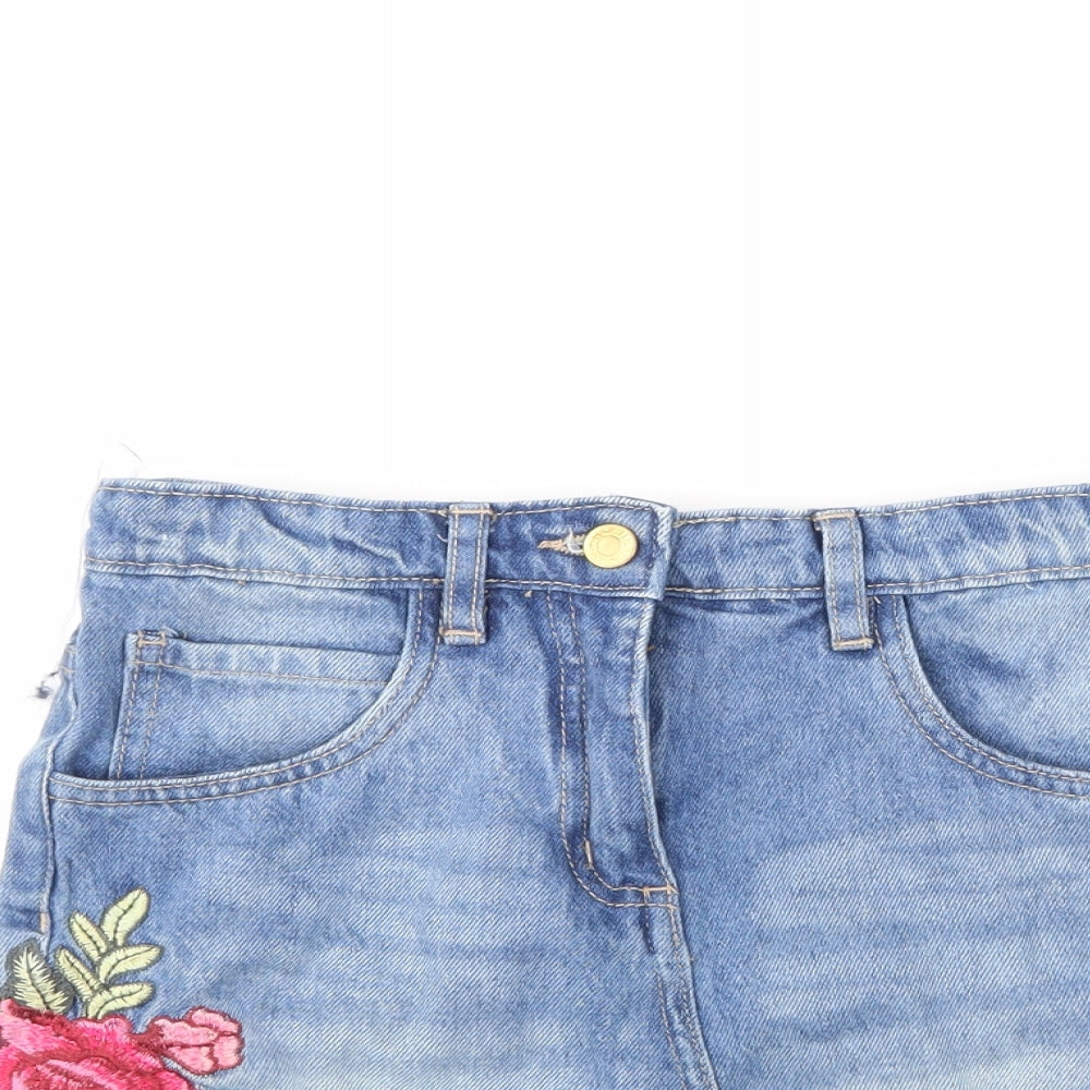 Minoti Girls Blue Floral Denim Straight & Pencil Skirt Size 10-11 Years