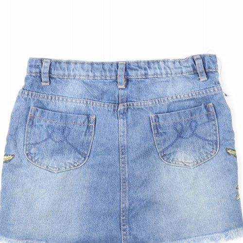 Minoti Girls Blue Floral Denim Straight & Pencil Skirt Size 10-11 Years