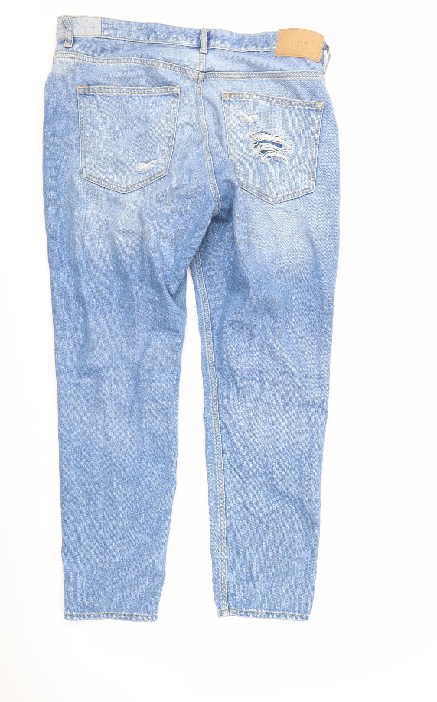 & Denim Womens Blue  Denim Boyfriend Jeans Size 16 L28 in