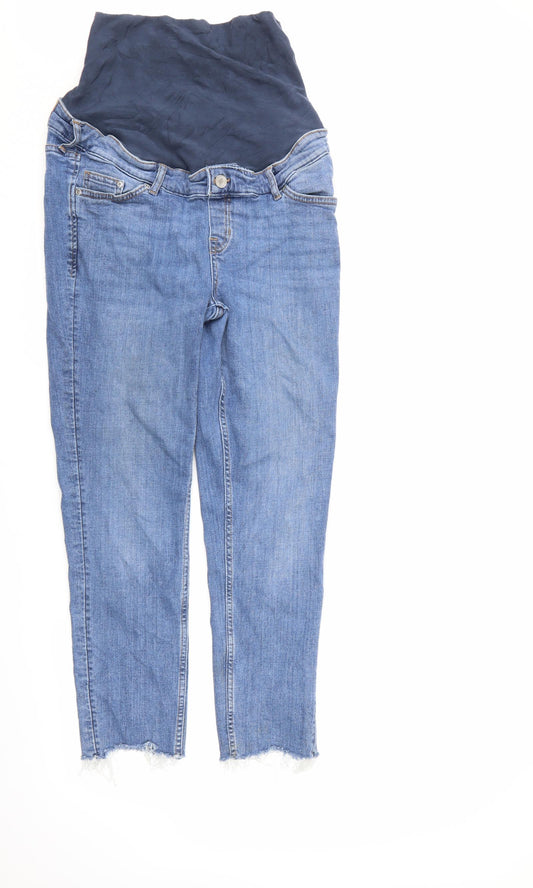 Front view of &Denim women’s blue denim skinny jeans, size M, 25-inch leg
