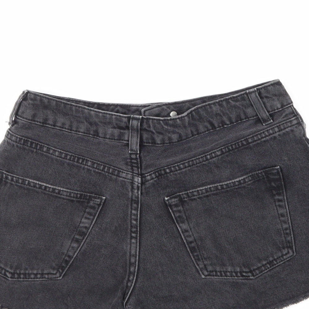 Top Shop Womens Black  Denim Mom Shorts Size 6 - distressed