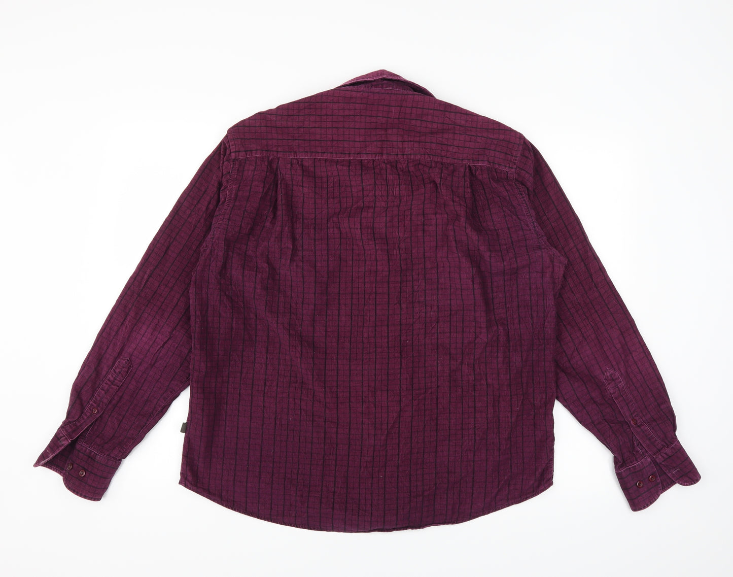 centerline Mens Purple Plaid Corduroy  Button-Up Size L
