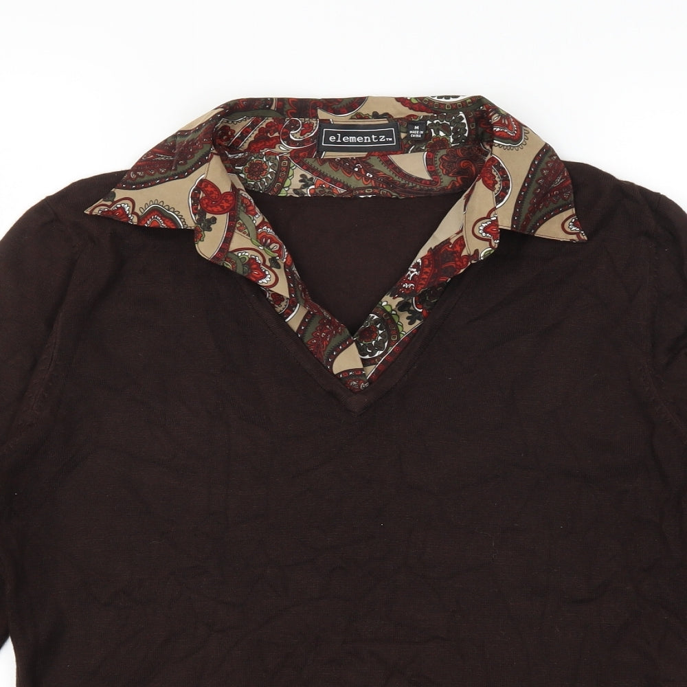 Elementz Womens Brown Paisley  Pullover Jumper Size M