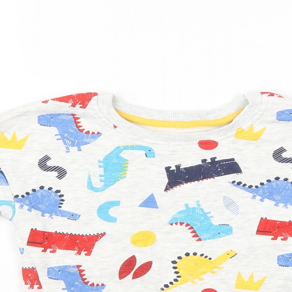 George Boys Grey Animal Print  Pullover Jumper Size 2-3 Years