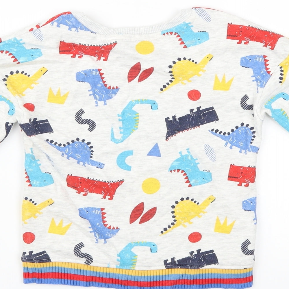 George Boys Grey Animal Print  Pullover Jumper Size 2-3 Years
