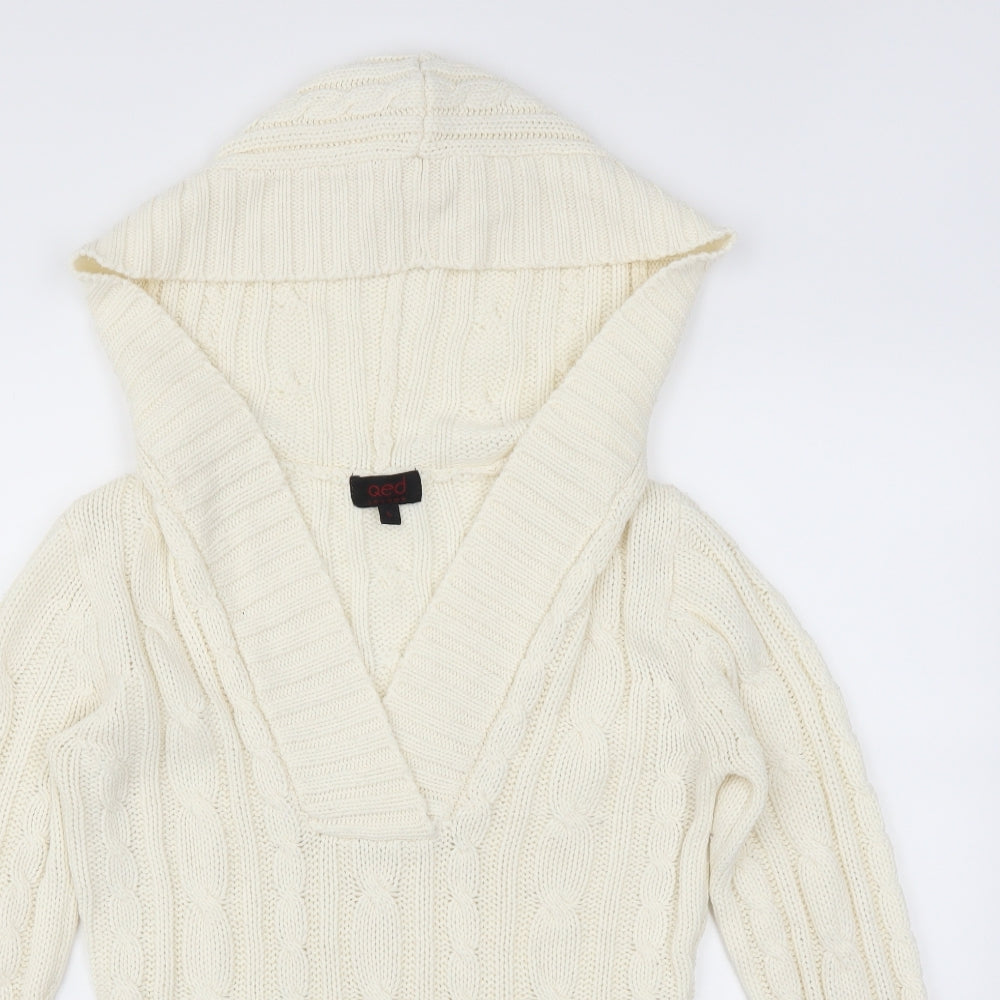 QED London Womens Ivory   Pullover Hoodie Size L