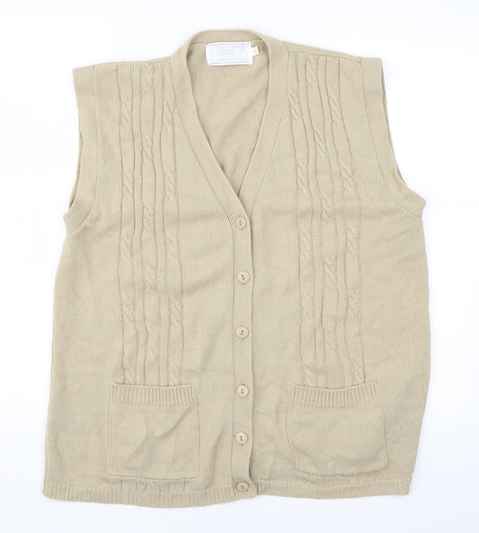 Front view of nuggets men’s beige cardigan jumper, size M, - m/l