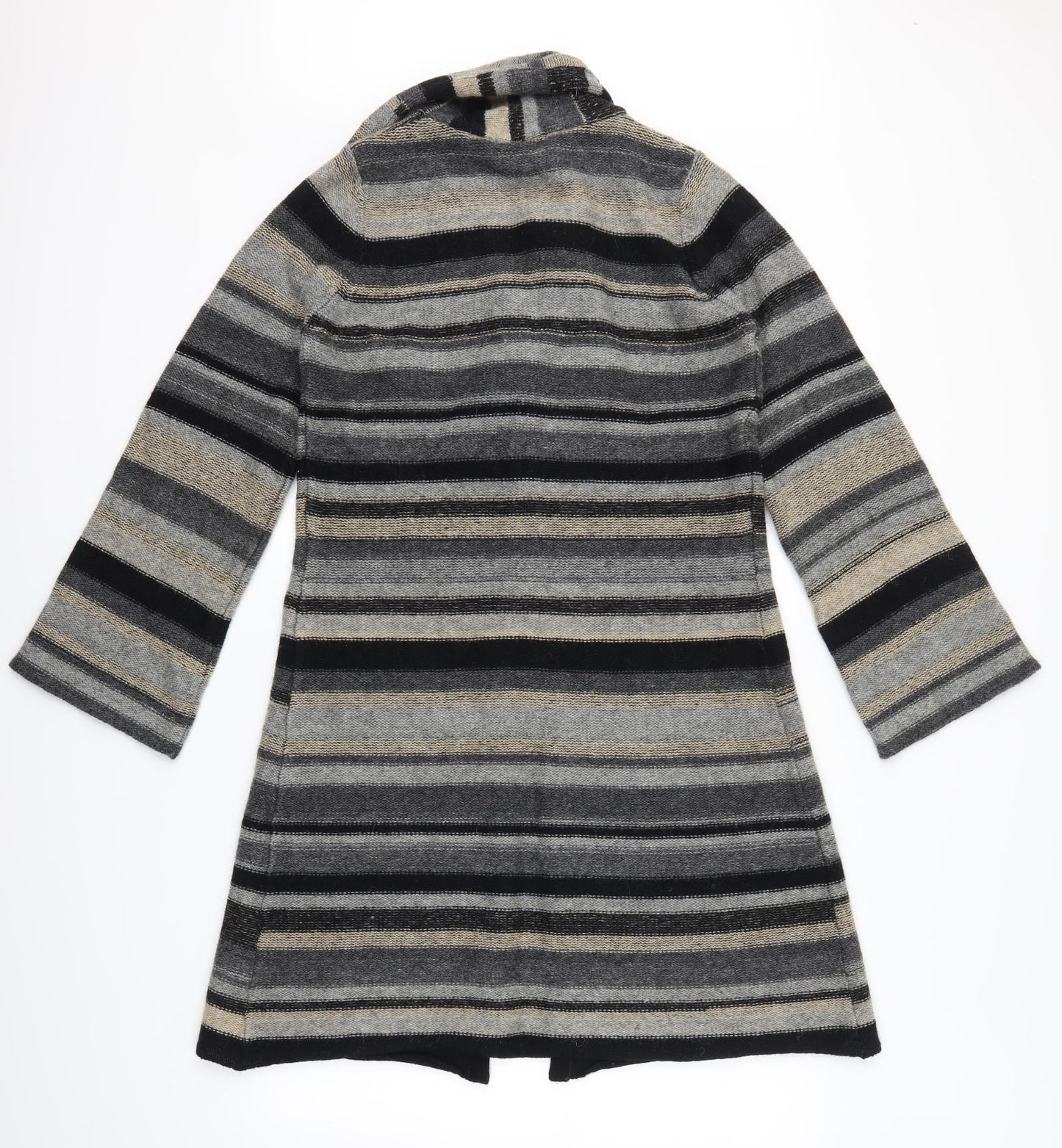 Marks and Spencer Womens Grey Striped  Cardigan Jumper Size 16