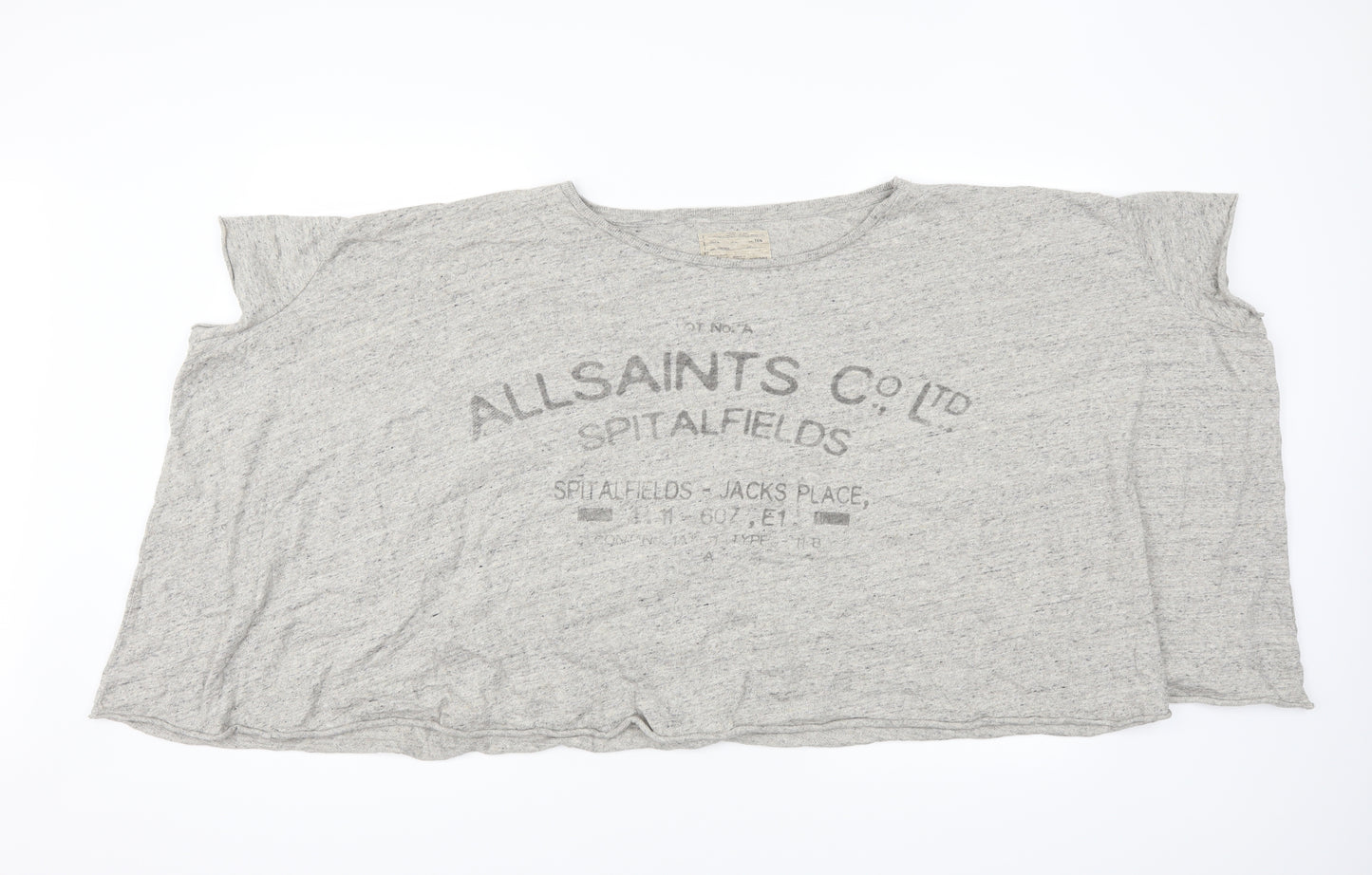 AllSaints Womens Grey   Cropped T-Shirt Size 10