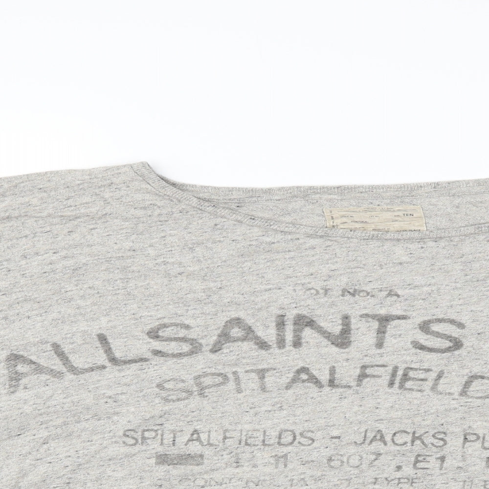 AllSaints Womens Grey   Cropped T-Shirt Size 10