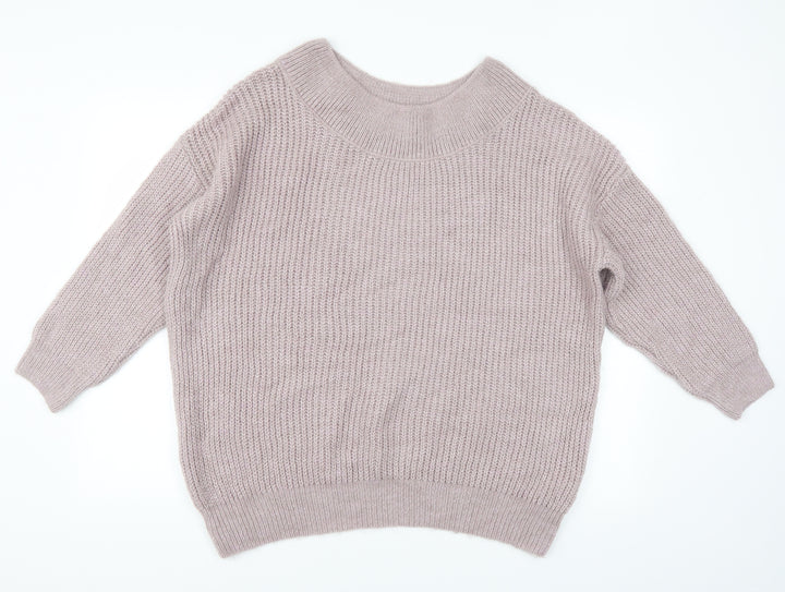 new look' Womens Purple Henley Jumper Size M