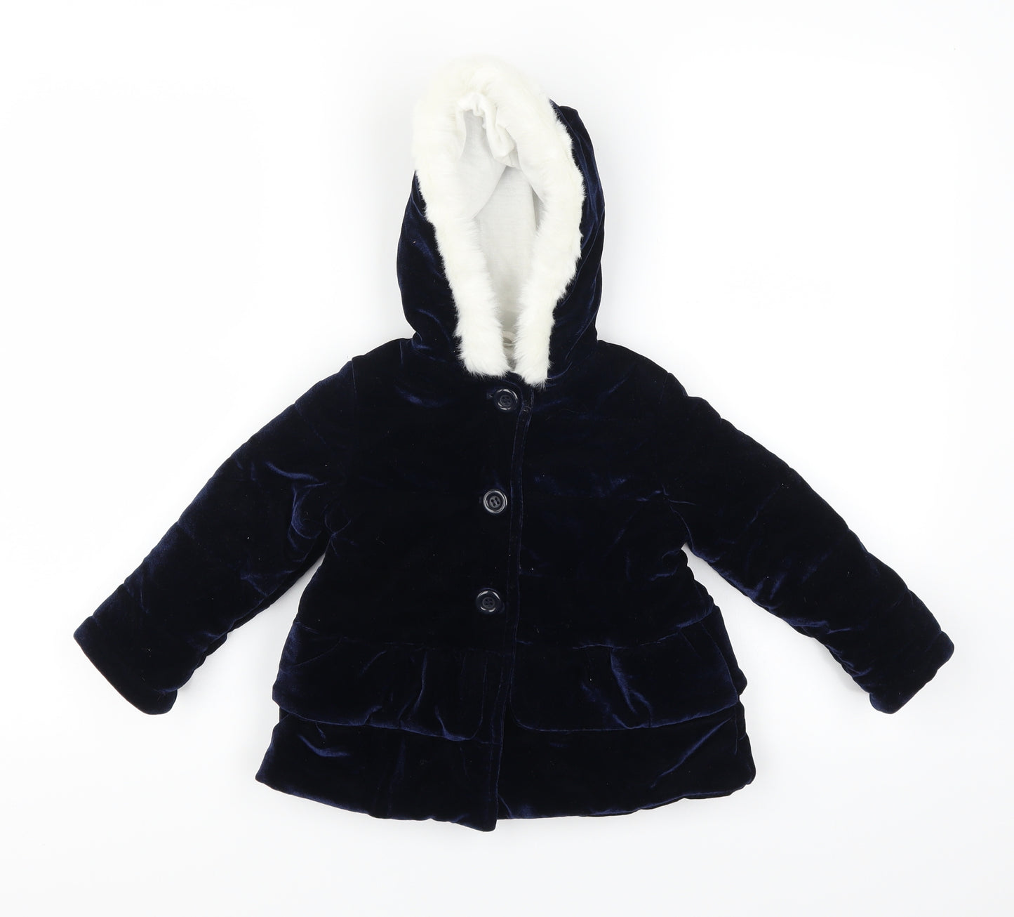 M&Co Baby Blue  Velvet Pea Coat Jacket Size 18-24 Months