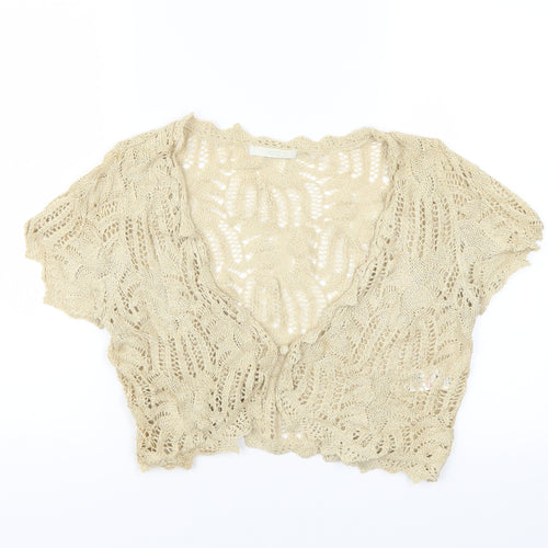 Marks and Spencer Womens Beige   Cardigan Jumper Size 12  - see through
