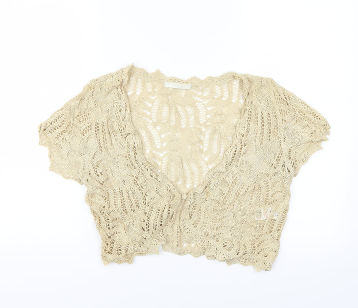 Marks and Spencer Womens Beige   Cardigan Jumper Size 12  - see through