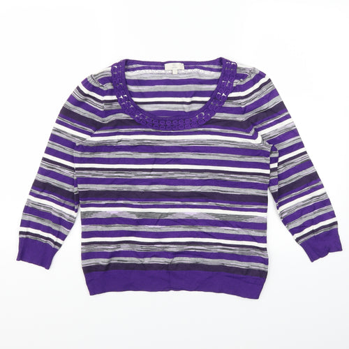 cc Womens Purple Striped  Pullover Jumper Size S