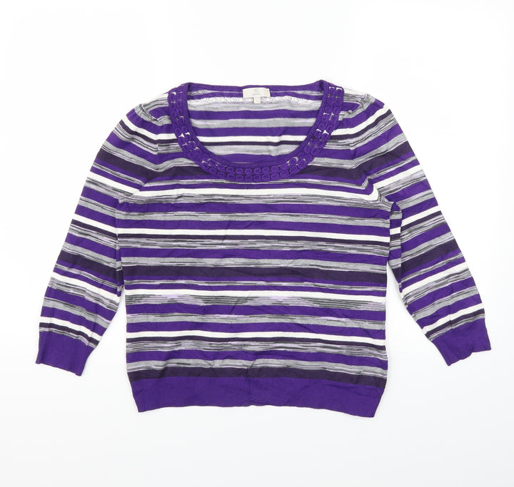 cc Womens Purple Striped  Pullover Jumper Size S