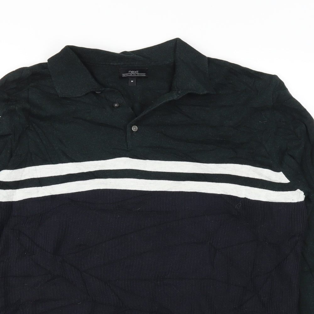 NEXT Mens Green Striped  Pullover Jumper Size M