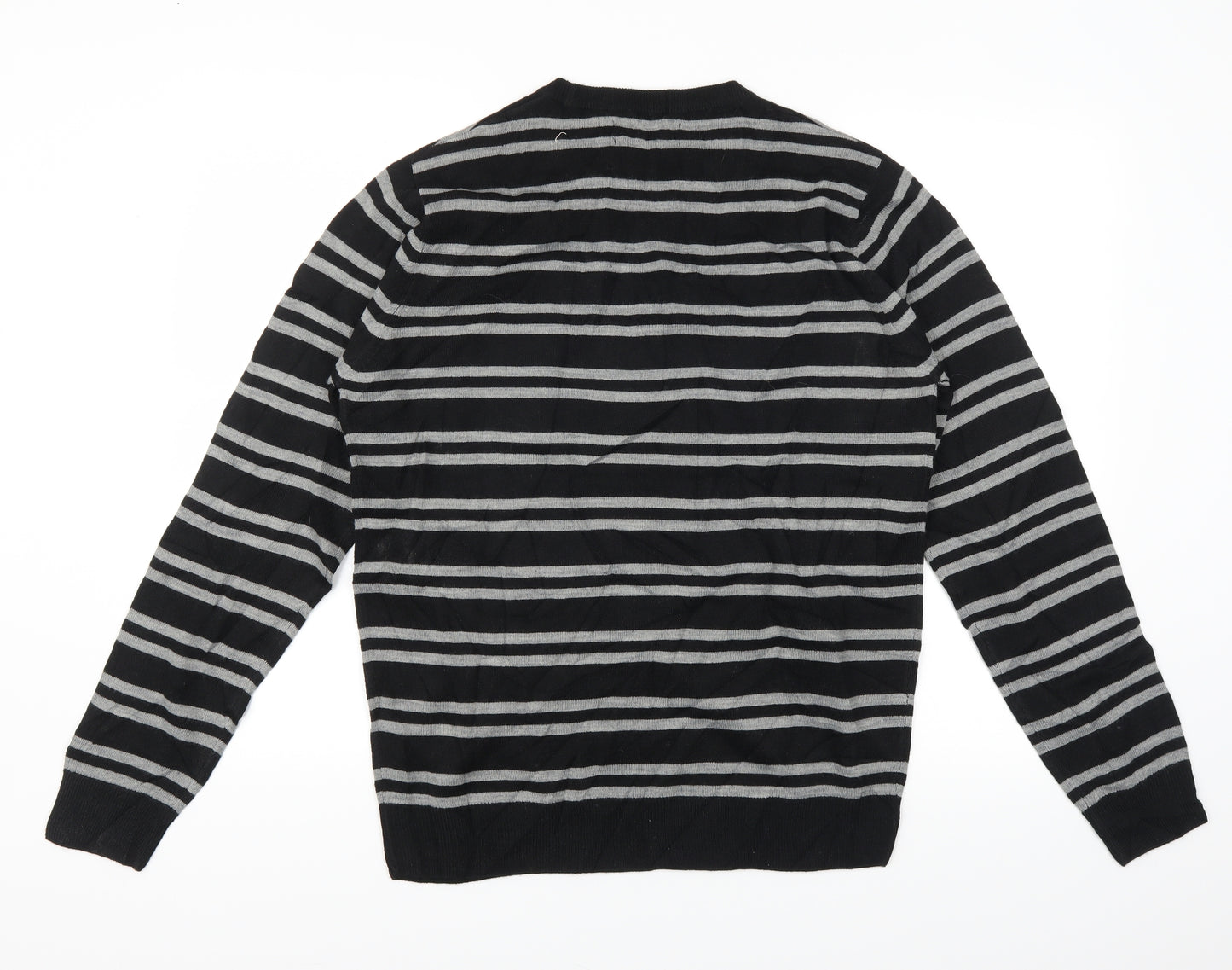 Primark Mens Black Striped  Pullover Jumper Size M