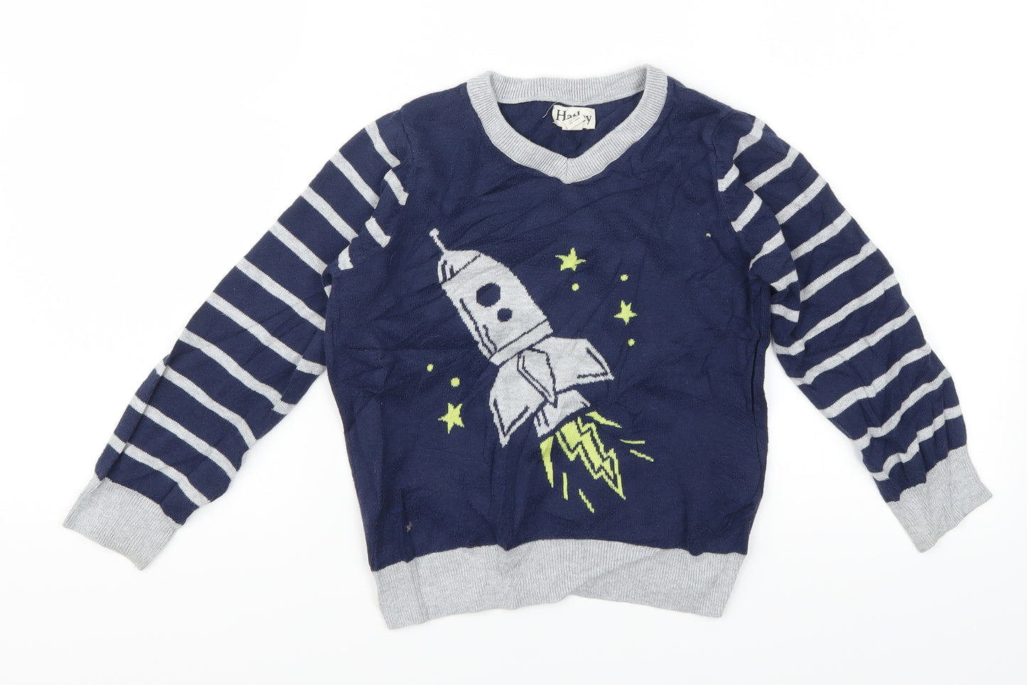 Hatley Boys Blue Striped  Pullover Jumper Size 5 Years