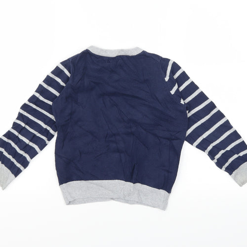 Hatley Boys Blue Striped  Pullover Jumper Size 5 Years