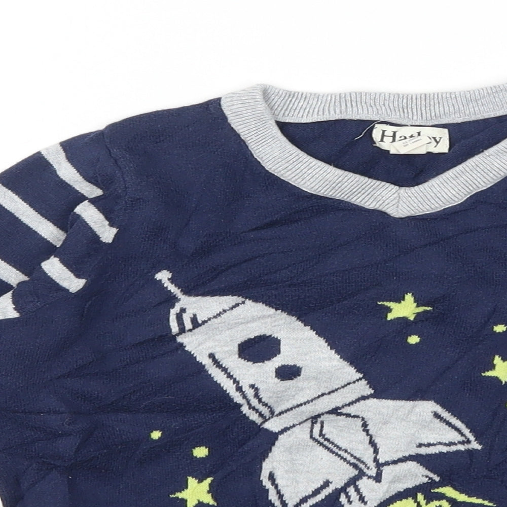 Hatley Boys Blue Striped  Pullover Jumper Size 5 Years