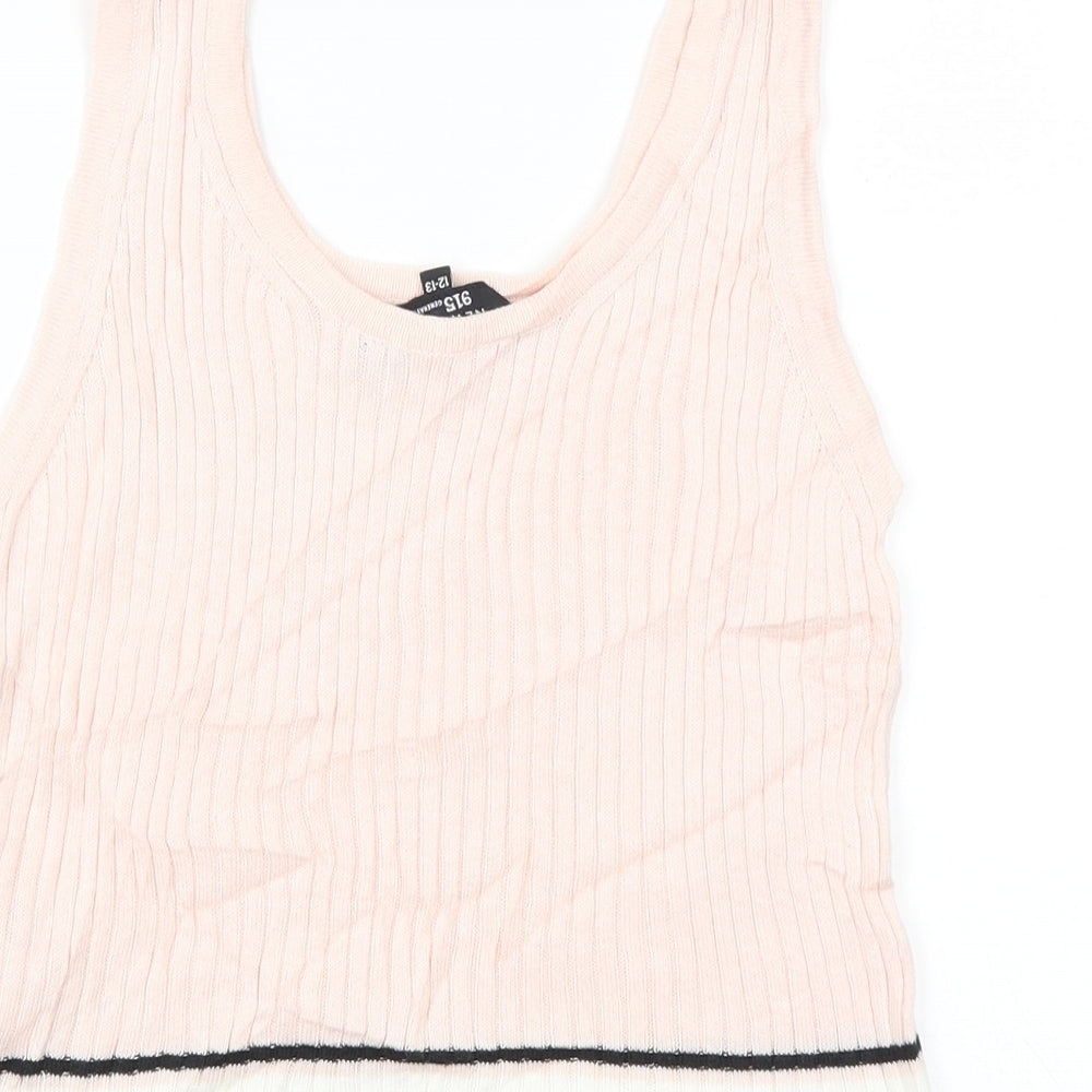 New Look Girls Pink Striped  Basic Tank Size 12-13 Years