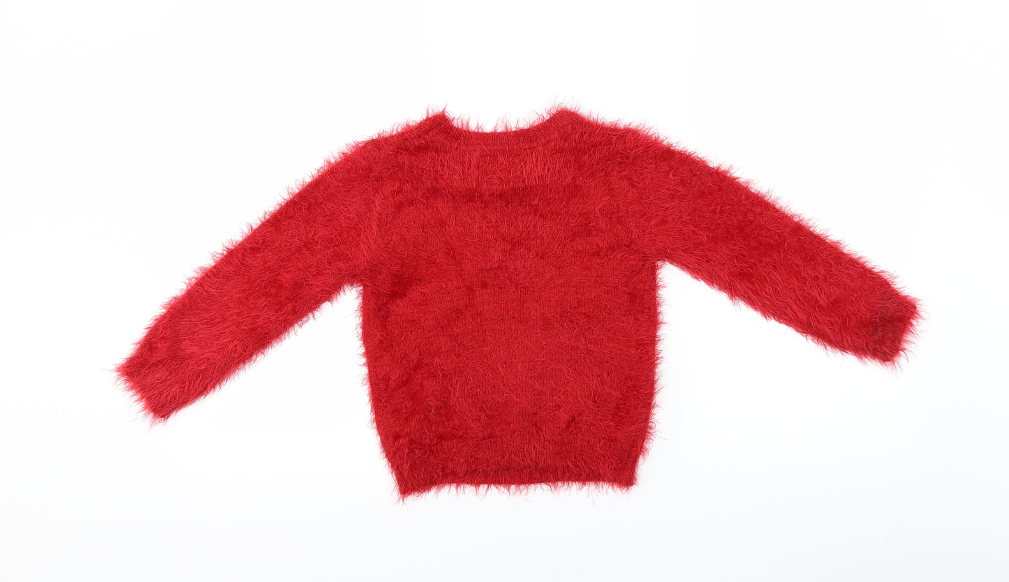 F&F Girls Red   Pullover Jumper Size 4-5 Years  - Christmas Jumper