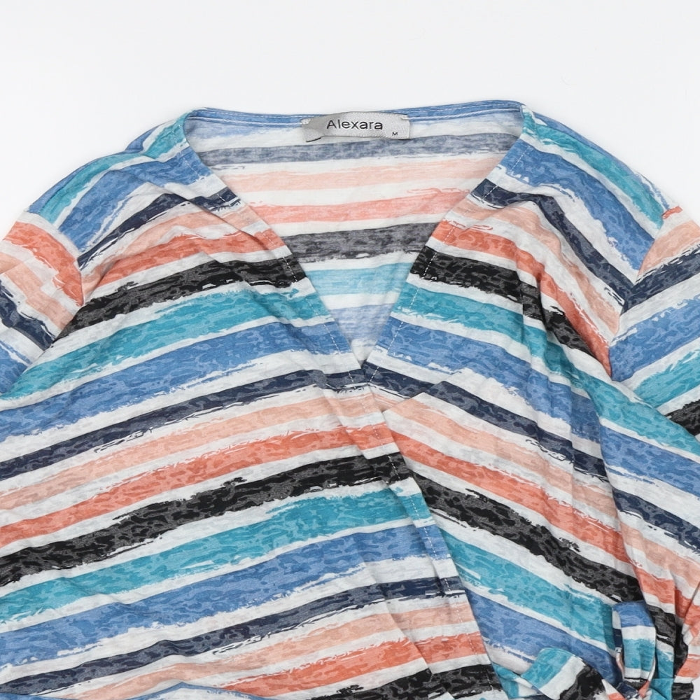 Alexandra Womens Multicoloured Striped  Wrap Blouse Size M