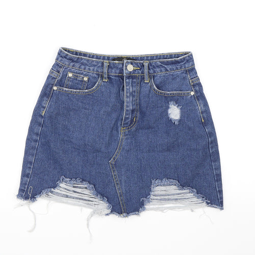 Missguided Womens Blue  Denim A-Line Skirt Size 6