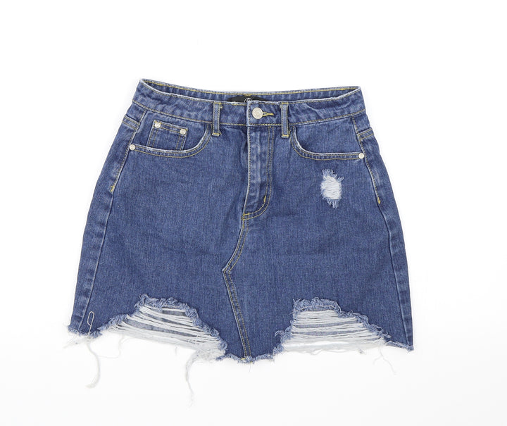 Missguided Womens Blue Denim A-Line Skirt Size 6