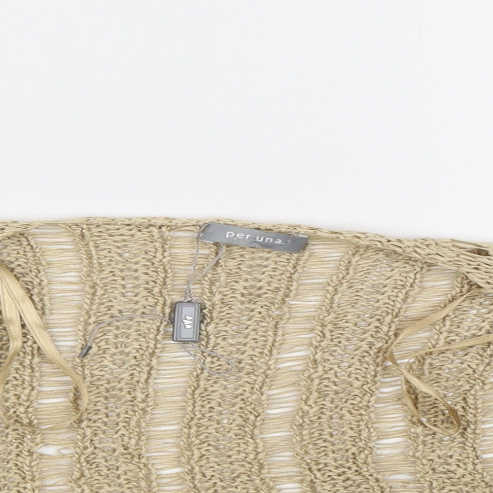 Per Una Womens Gold  Knit Shrug Jumper Size S