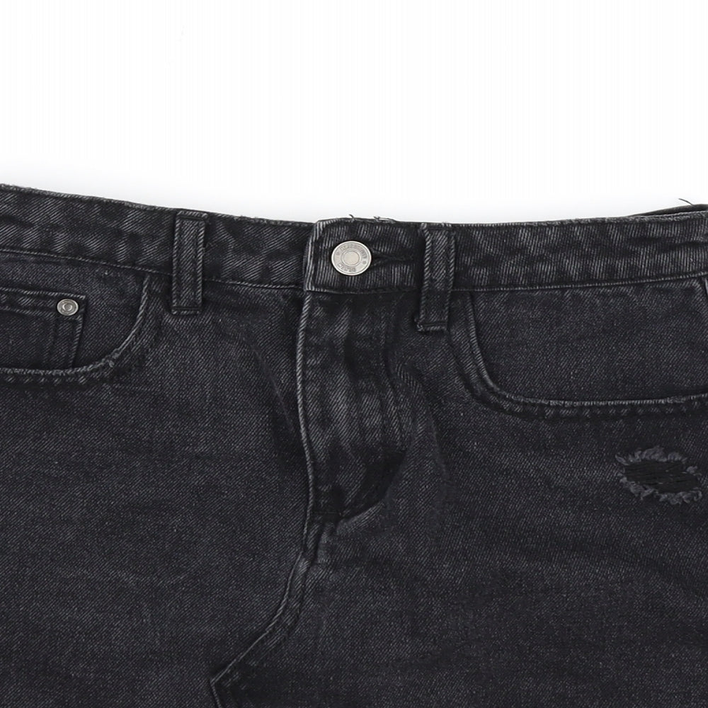 Missguided Womens Black  Denim A-Line Skirt Size 6