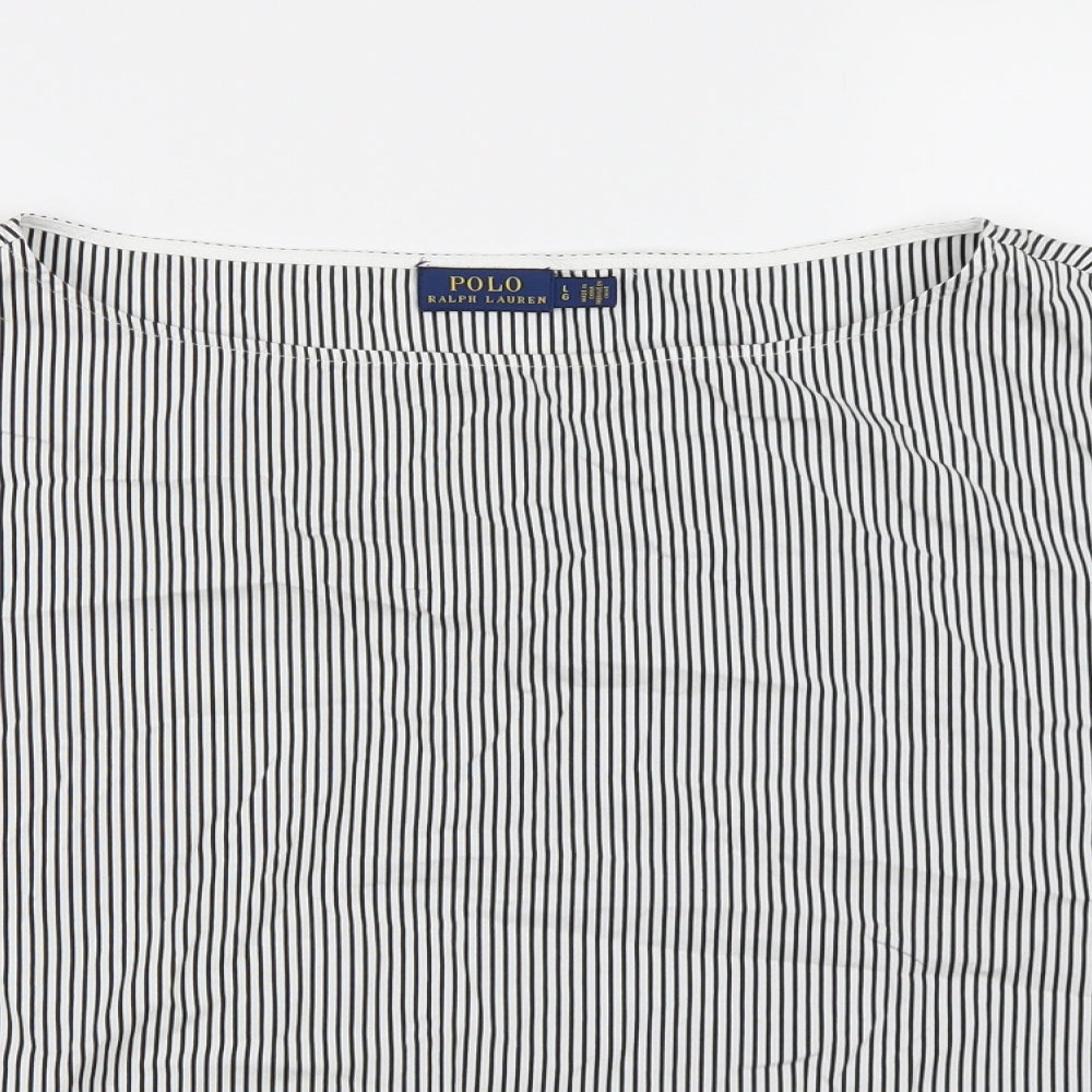 Polo Ralph Lauren Womens White Striped  Basic Blouse Size L