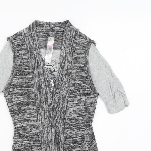 Knitworks Girls Grey  Knit Pullover T-Shirt Size 7-8 Years