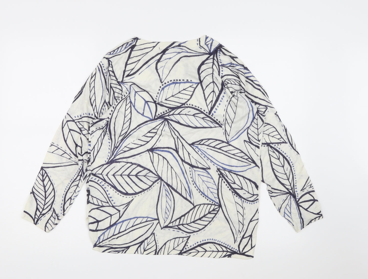 Marks and Spencer Womens White Floral Knit Pullover Jumper Size M