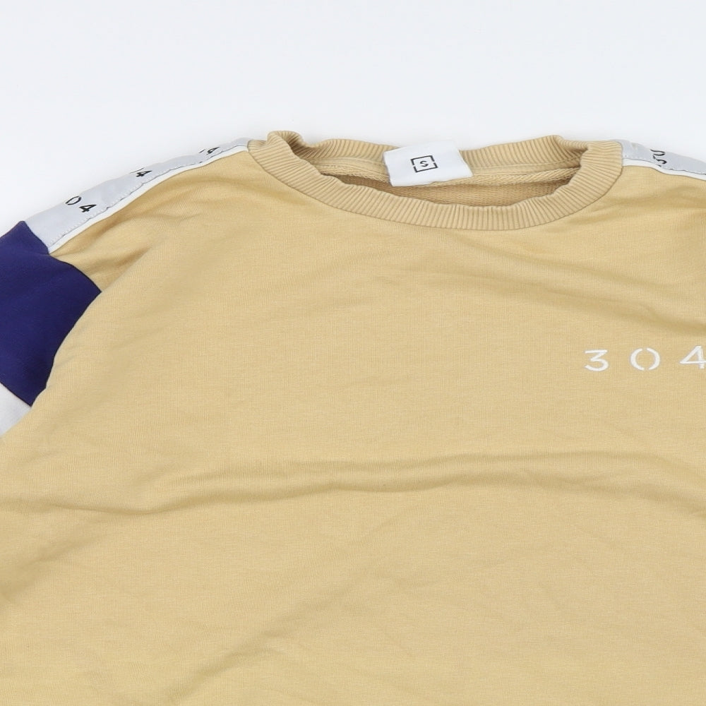 304 Mens Beige  Jersey Pullover Sweatshirt Size S