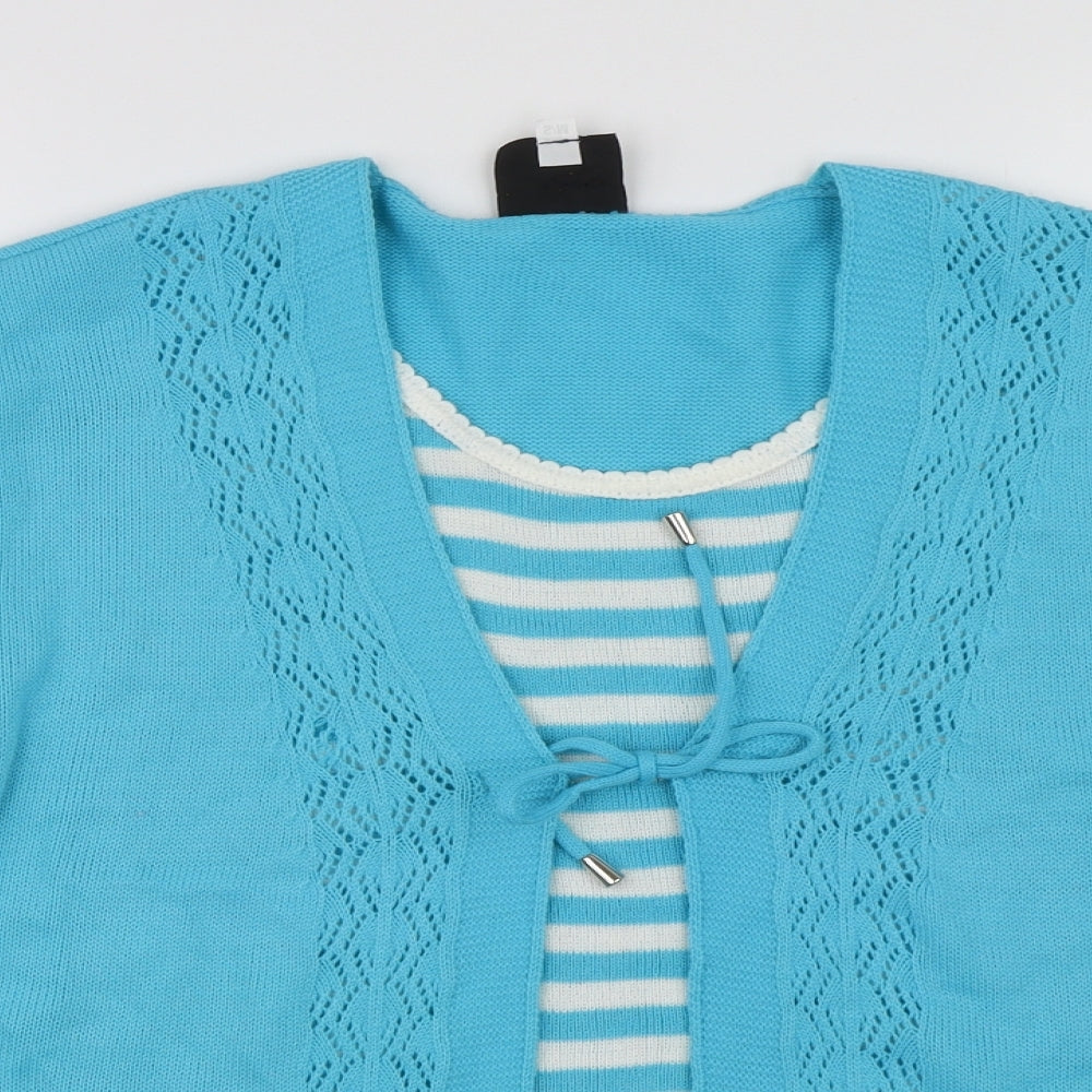 Florida Collection Womens Blue Striped Knit Pullover Jumper Size S