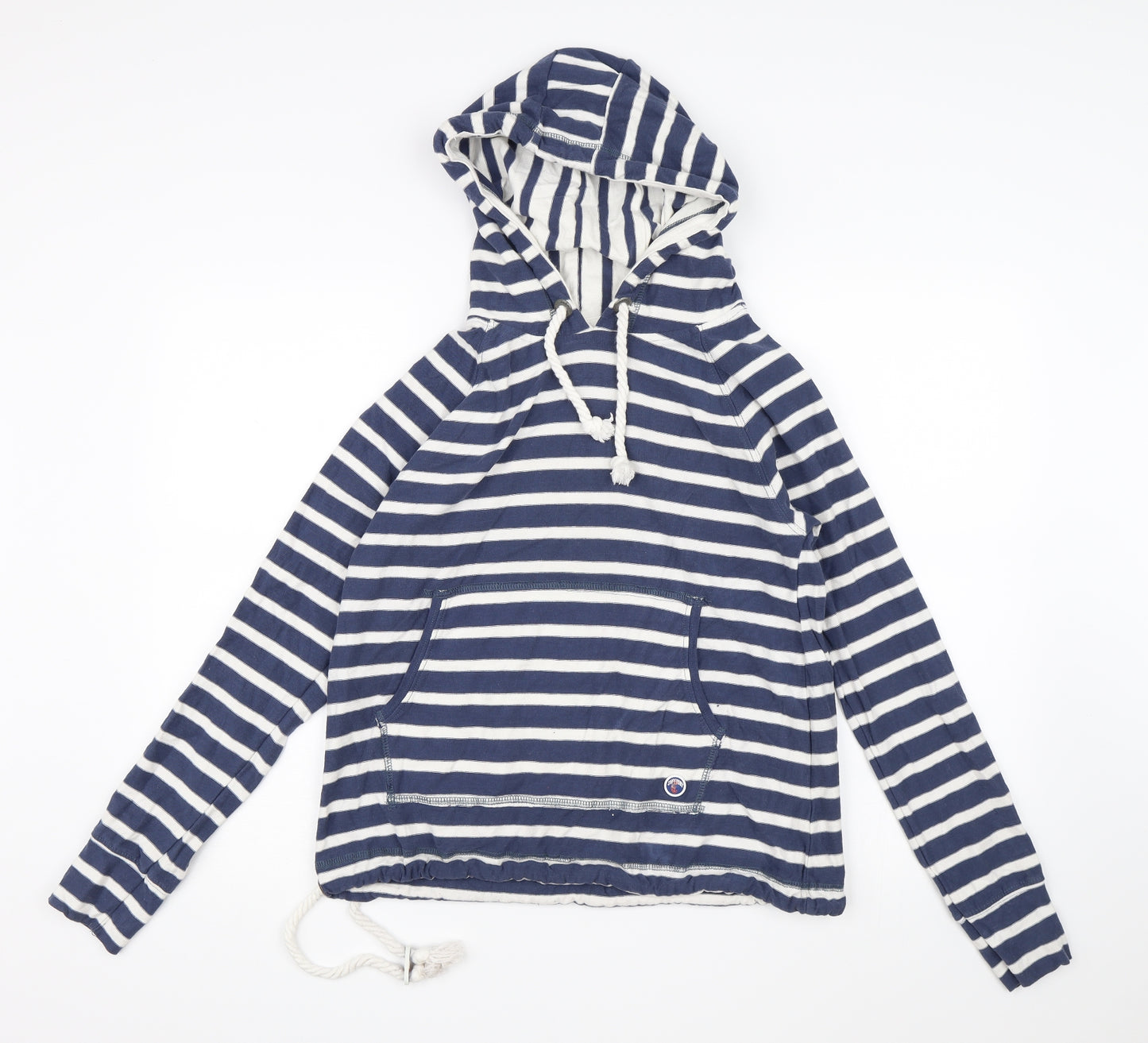 Superdry Womens Blue Striped  Pullover Hoodie Size L