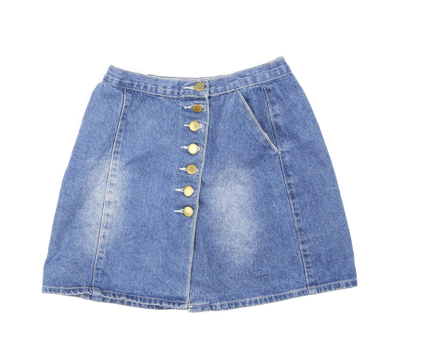 Boohoo Womens Blue  Denim A-Line Skirt Size 8