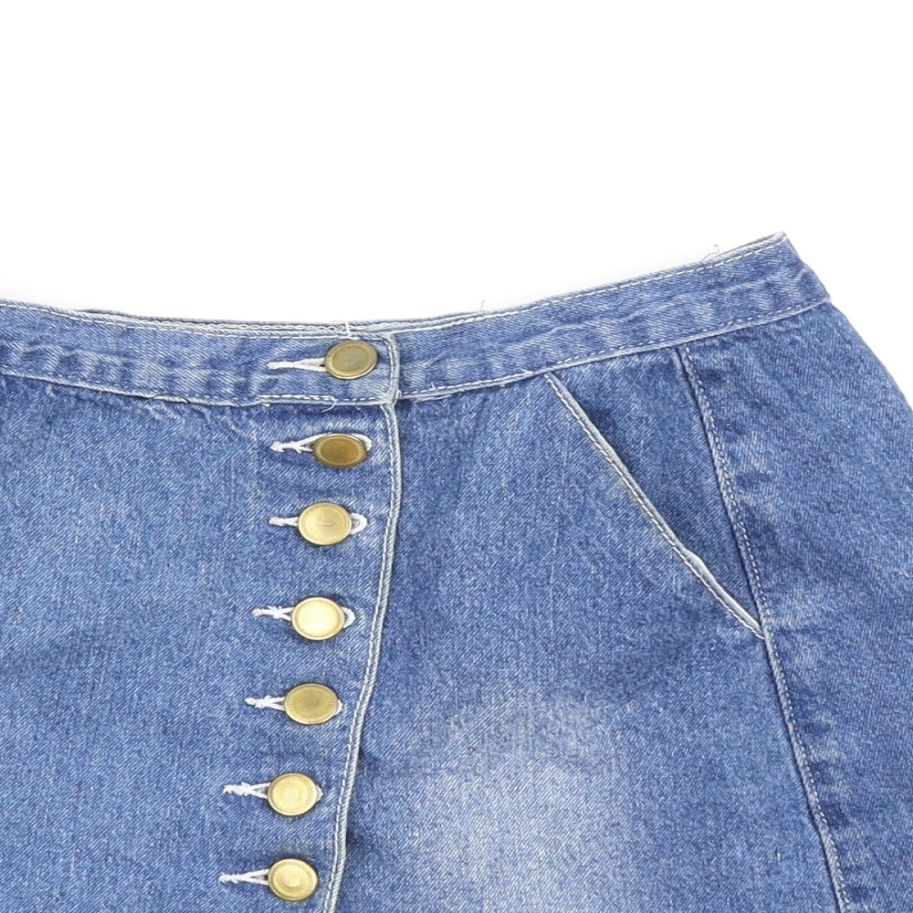 Boohoo Womens Blue  Denim A-Line Skirt Size 8